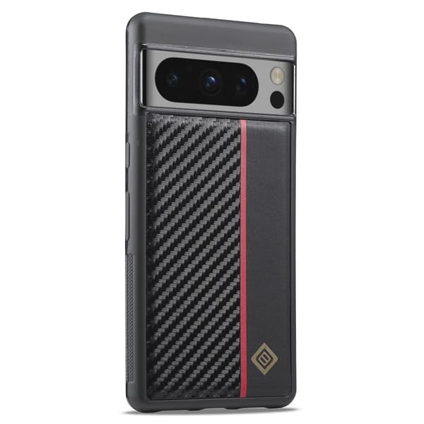 SKALO Google Pixel 8 Pro LC.IMEEKE Carbon Fiber PU-nahkakuori - Musta