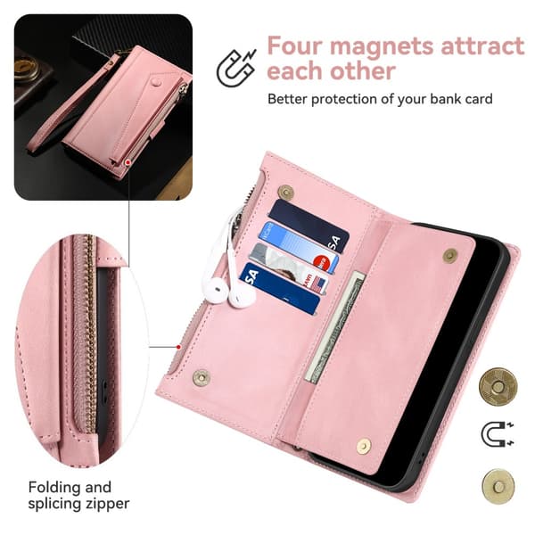 SKALO Google Pixel 8 Pro ESEBLE Big Wallet Lompakkokotelo - Ruusukulta