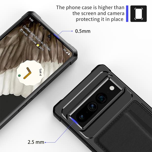 SKALO Google Pixel 8 Pro Armor Cover kortholder - Sort