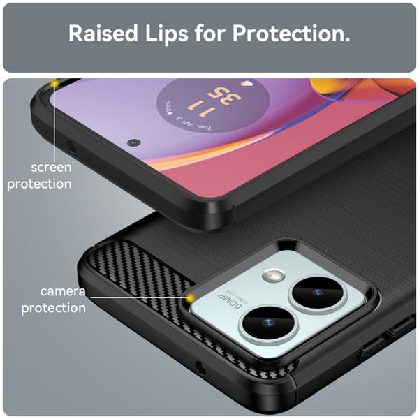 SKALO Motorola Moto G84 5G Armor Carbon Stöttåligt TPU-skal