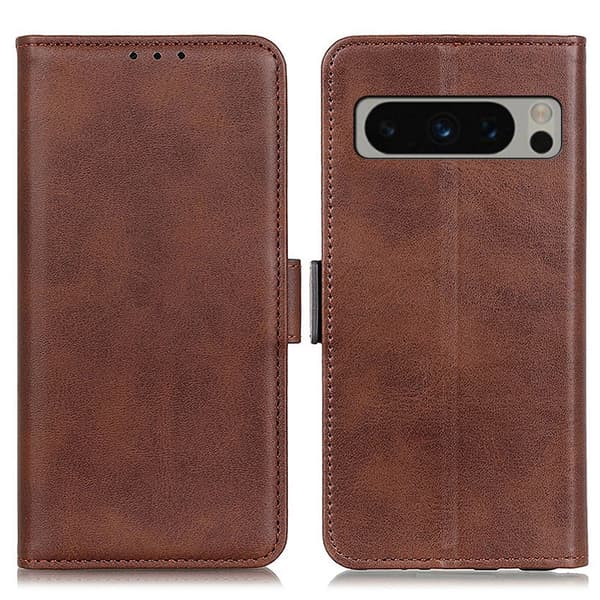SKALO Google Pixel 8 Pro Premium Wallet Flip Cover - Brun