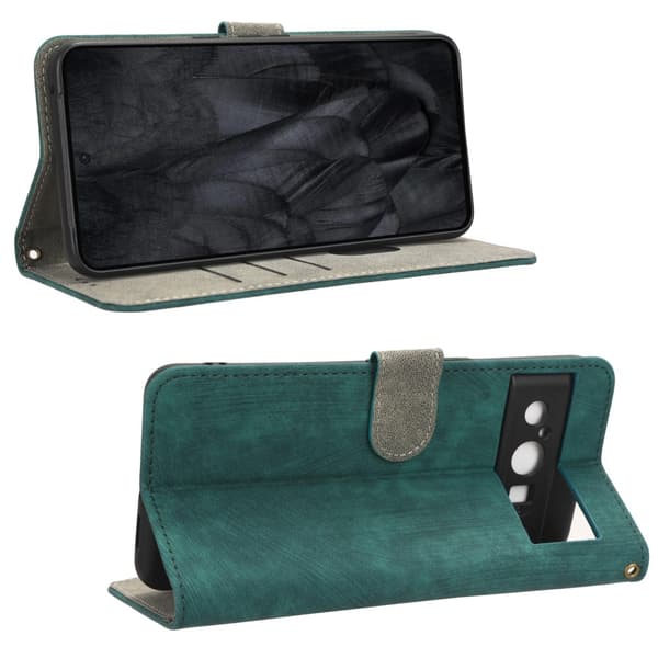 SKALO Google Pixel 8 Pro Flip Cover m. pung i PU-læder - Grøn