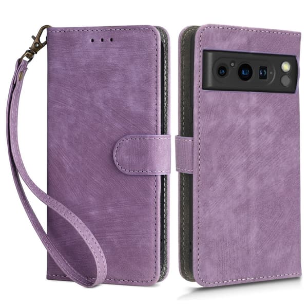 SKALO Google Pixel 8 Pro Flip Cover m. pung i PU-læder - Lilla