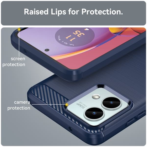 SKALO Motorola Moto G84 5G Armor Carbon Stöttåligt TPU-skal