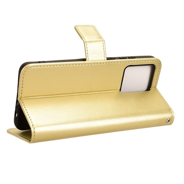 SKALO Motorola Moto G84 5G Flip Cover m. pung i PU-læder - Guld