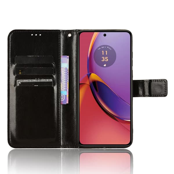 SKALO Motorola Moto G84 5G Flip Cover m. pung i PU-læder - Sort