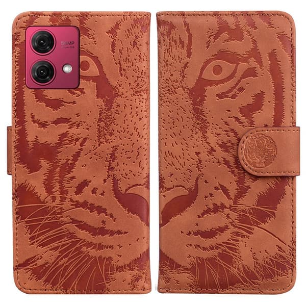 SKALO Motorola Moto G84 5G Embossed Tiger Plånbok - Brun