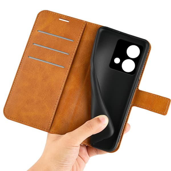 SKALO Motorola Moto G84 5G Premium Plånboksfodral - Ljusbrun