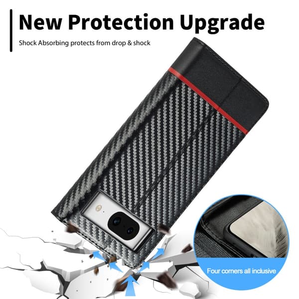SKALO Google Pixel 8 LC.IMEEKE Carbon Fiber Lompakkokotelo PU-nahkaa - Musta