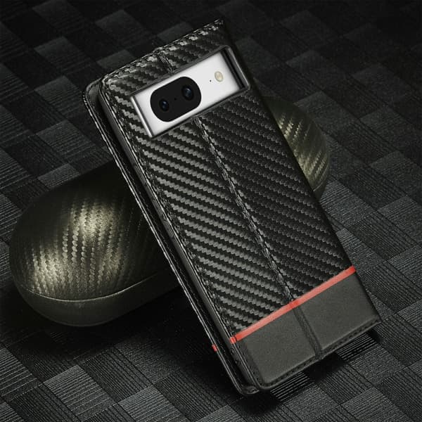 SKALO Google Pixel 8 LC.IMEEKE Carbon Fiber Lompakkokotelo PU-nahkaa - Musta