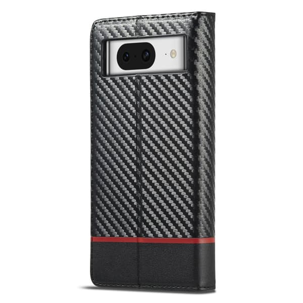 SKALO Google Pixel 8 LC.IMEEKE Carbon Fiber Lompakkokotelo PU-nahkaa - Musta