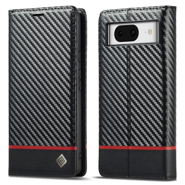SKALO Google Pixel 8 LC.IMEEKE Carbon Fiber Lompakkokotelo PU-nahkaa - Musta