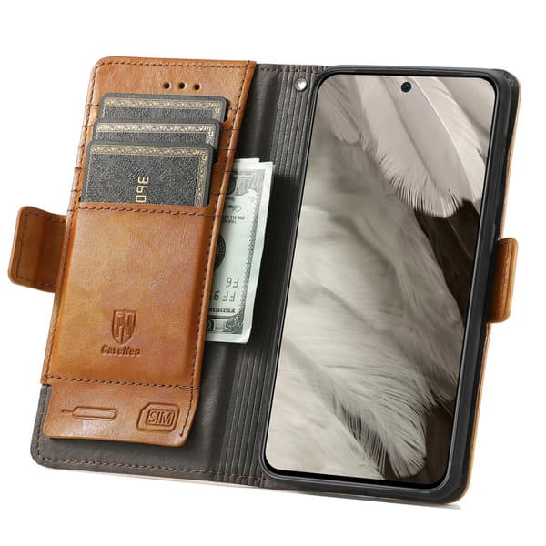 SKALO Google Pixel 8 002 Series CASENEO Premium PU-læderpung - Lys brun