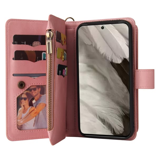 SKALO Google Pixel 8 Big Wallet 17-FACK Plånboksfodral - Rosa