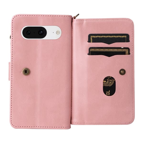 SKALO Google Pixel 8 Big Wallet 17-FACK Plånboksfodral - Rosa