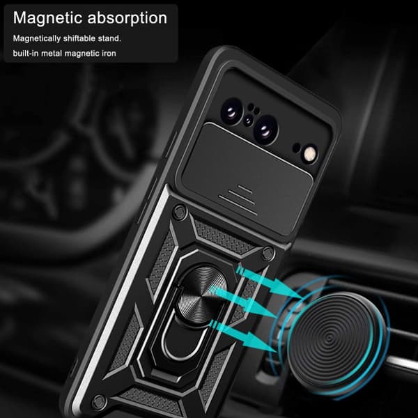 SKALO Google Pixel 8 Armor Hybrid Metal Ring Camera Slider - Sort