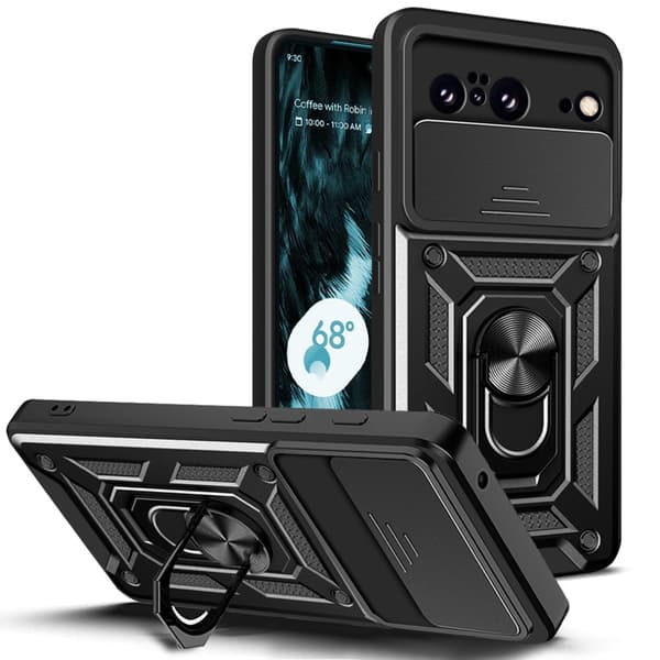 SKALO Google Pixel 8 Armor Hybrid Metal Ring Camera Slider - Sort