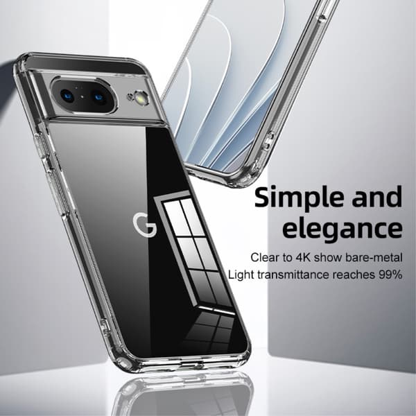 SKALO Google Pixel 8 TPU Clear Hybrid Cover - Gennemsigtig