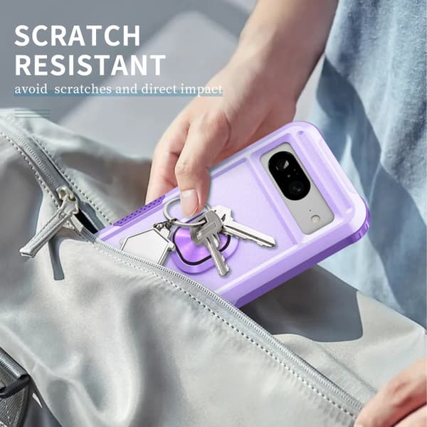 SKALO Google Pixel 8 Armor Hybridi metallirengas kuori - Violetti