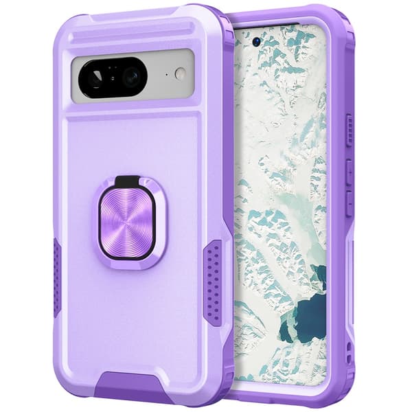 SKALO Google Pixel 8 Armor Hybridi metallirengas kuori - Violetti