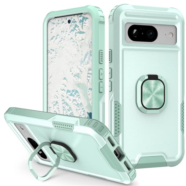 SKALO Google Pixel 8 Armor Hybrid metal ring cover - Turkis