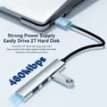 Miniatyrbild 3 av 6: ESSAGER USB-C Hub 4x USB-A 2.0 Portar Aluminium Silver