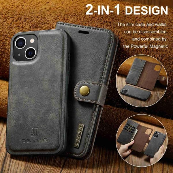DG.MING iPhone 14 Plus 2in1 Magnet Fodral / Skal Grå