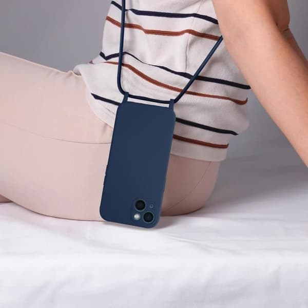 Mobiltelefonfodral med rem - Apple - iPhone 13 Mini - Semihårt - Nylonrem 80cm - Blå