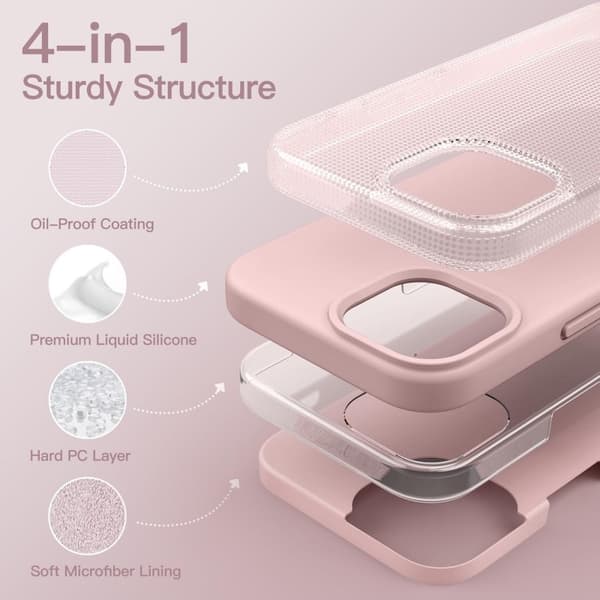 Gummibelagt stødsikker etui iPhone 14 Pro - Pink