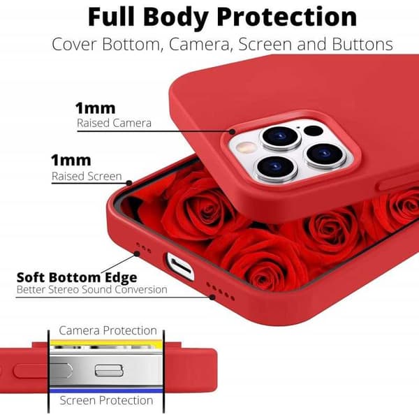Gummibelagt stødsikker etui iPhone 14 Pro - RØD