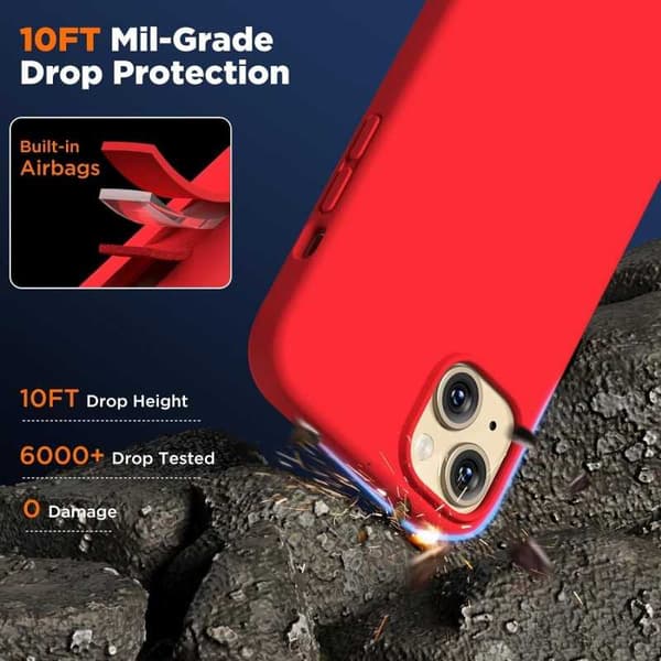 Gummibelagt stødsikker etui iPhone 15 - RØD