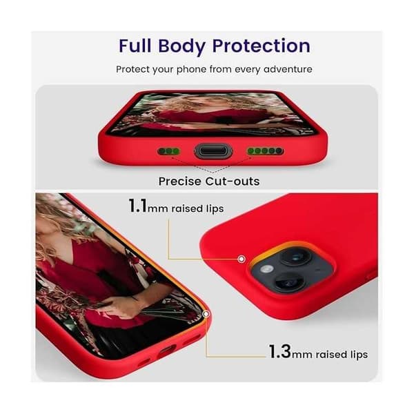 Gummibelagt stødsikker etui iPhone 15 - RØD