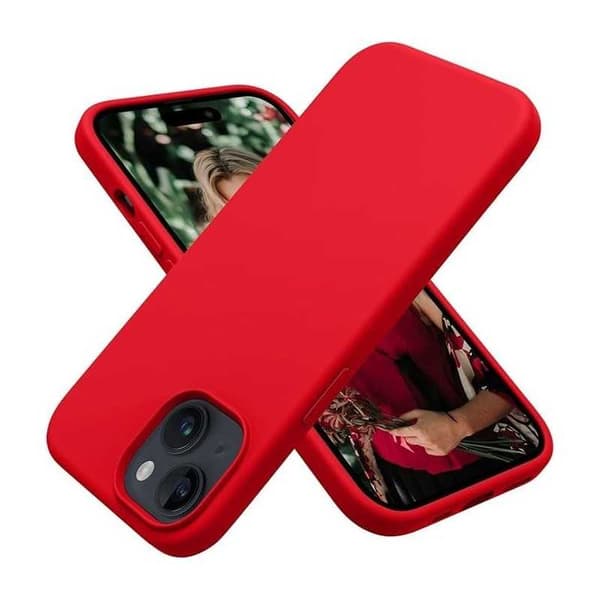 Gummibelagt stødsikker etui iPhone 15 - RØD