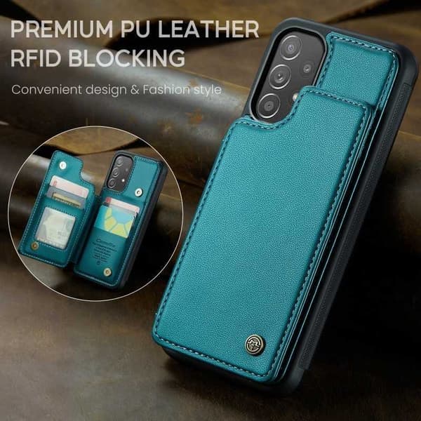 CaseMe Shockproof Cover Kortholder Stander 4-rums Samsung A53 5G Grön