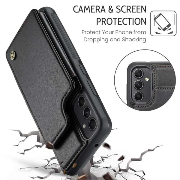 CaseMe Shockproof Cover Kortholder Stander 4-rums Samsung A53 5G Sort