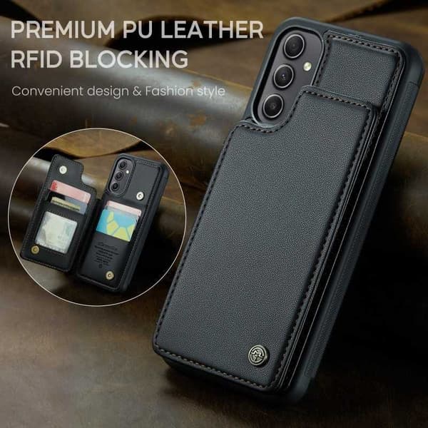 CaseMe Shockproof Cover Kortholder Stander 4-rums Samsung A53 5G Sort