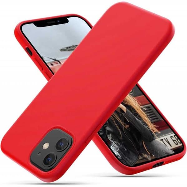 Gummibelagt stødsikker etui iPhone 12 Mini - RØD