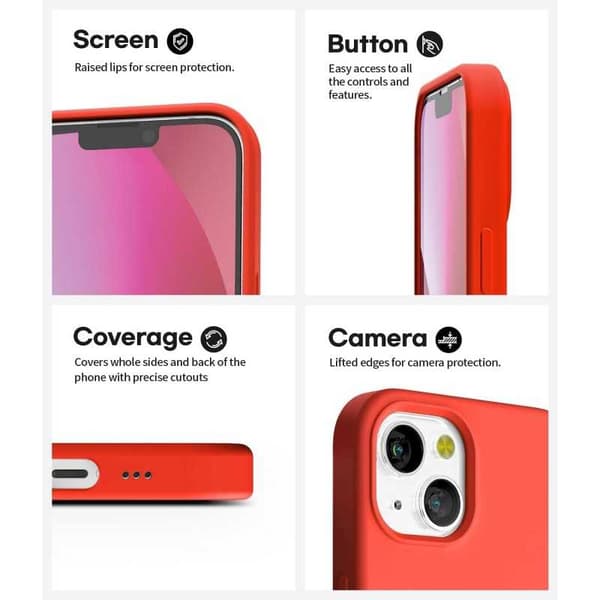 Gummibelagt stødsikker etui iPhone 14 Plus - RØD