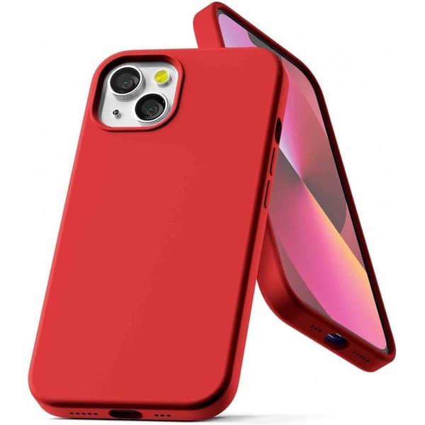 Gummibelagt stødsikker etui iPhone 14 Plus - RØD