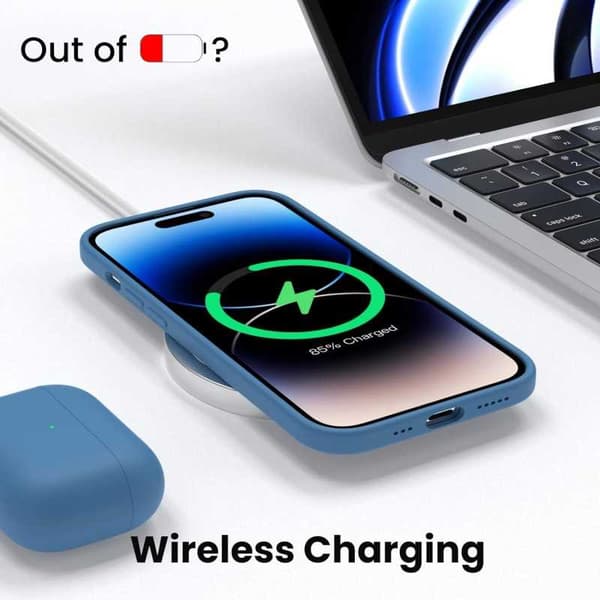 Gummibelagt stødsikker etui iPhone 15 Plus - Blå