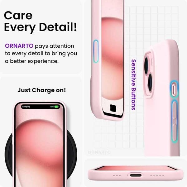 Gummibelagt stødsikker etui iPhone 15 Plus - Pink