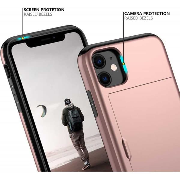 iPhone 11 Stöttåligt Skal Kortfack StreetWise - Roseguld