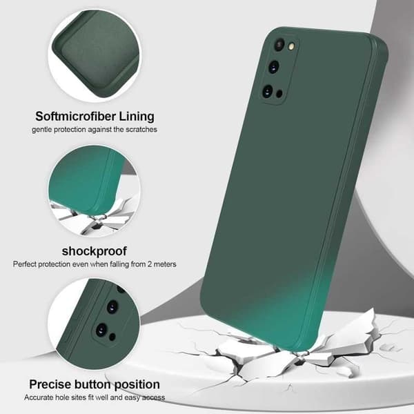 Samsung S20 Plus Gummibelagd Mattgrönt Skal Kameraskydd Liquid - Grön