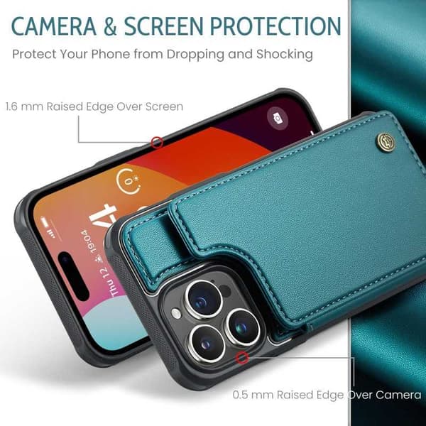 CaseMe Shockproof Cover Kortholder Stander 4-rums iPhone 13 Pro Max Grön