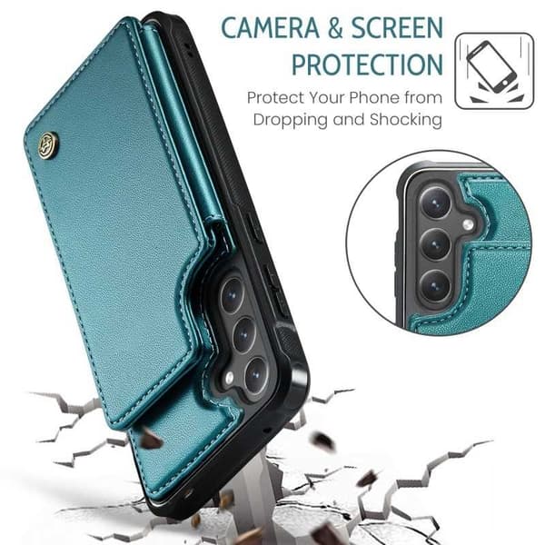 CaseMe Shockproof Cover Kortholder Stander 4-rums Samsung S23 Grön