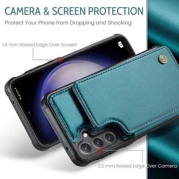 CaseMe Shockproof Cover Kortholder Stander 4-rums Samsung S23 Grön