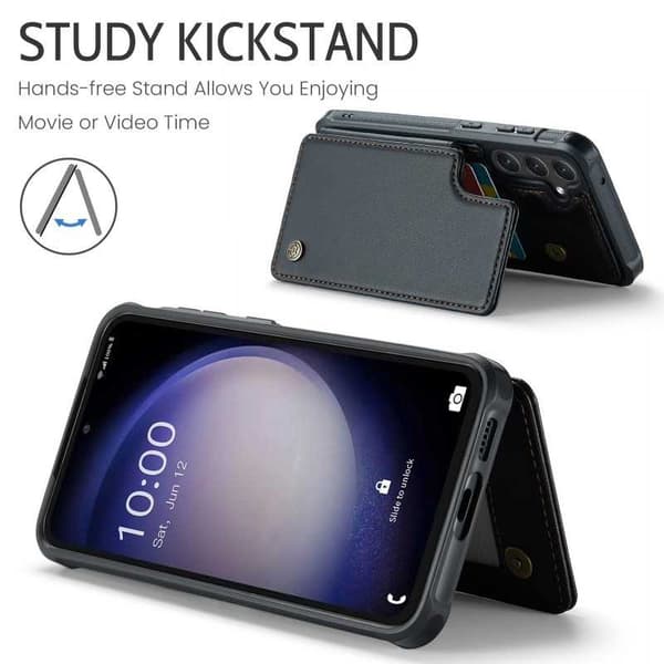 CaseMe Shockproof Cover Kortholder Stander 4-rums Samsung S23 FE Sort