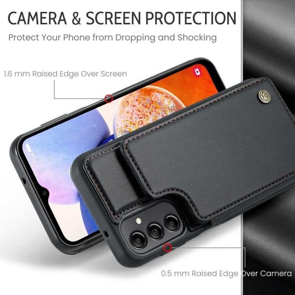 CaseMe Shockproof Cover Kortholder Stander 4-rums Samsung A13 5G Sort