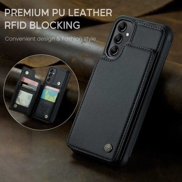 CaseMe Shockproof Cover Kortholder Stander 4-rums Samsung A13 5G Sort