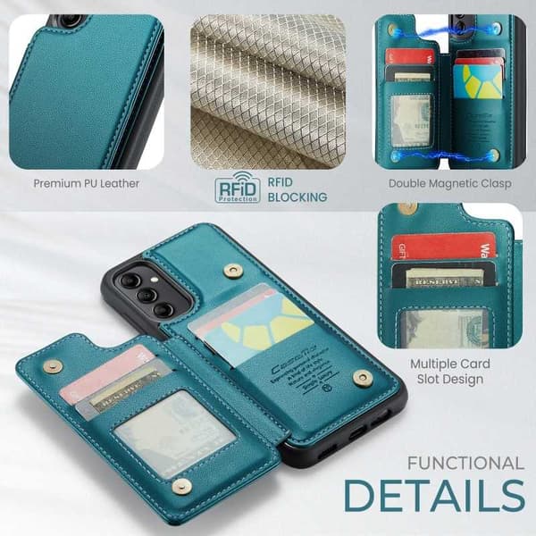 CaseMe Shockproof Cover Kortholder Stander 4-rums Samsung A13 5G Grön
